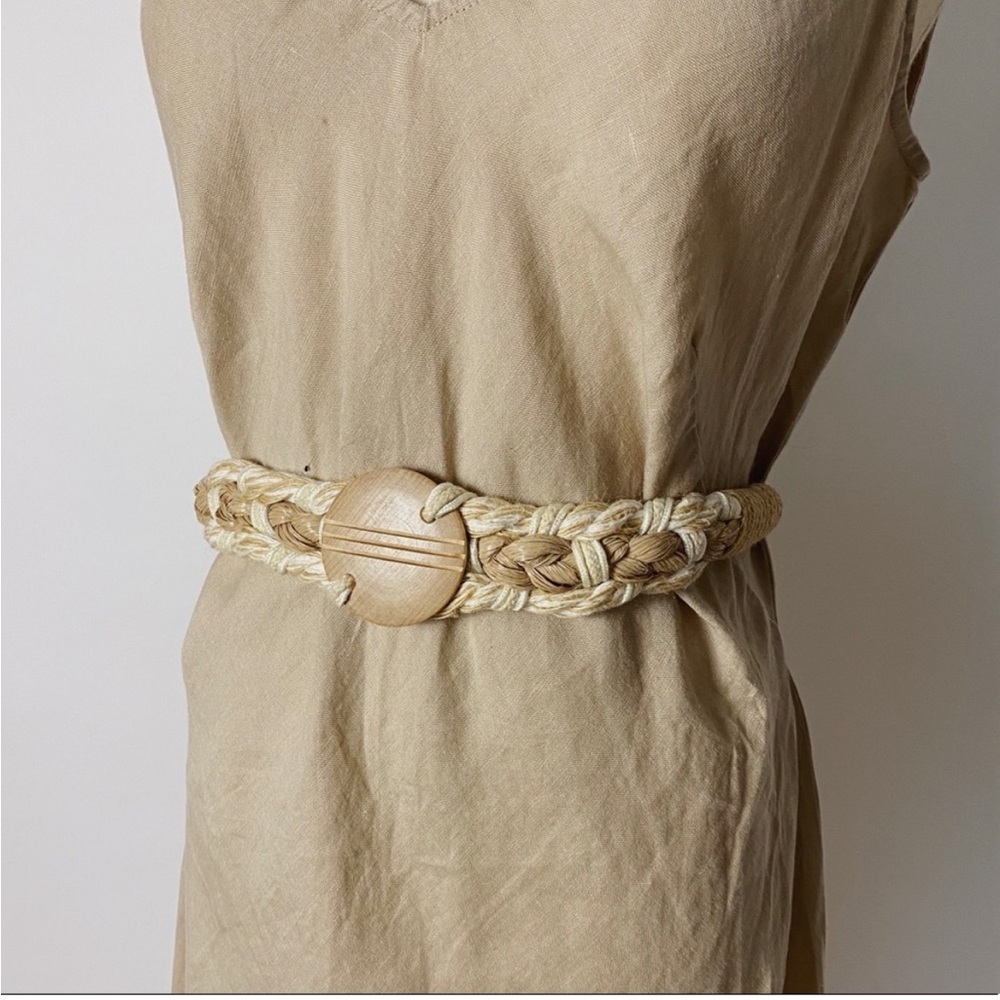 VINTAGE Wooden and Braided Fiber Belt